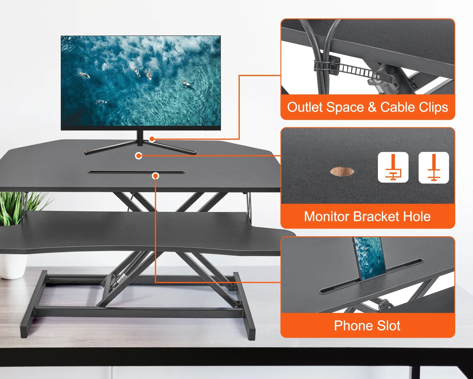 VEVOR Double-Layer Smart Desk - Adjustable Standing Desk Converter