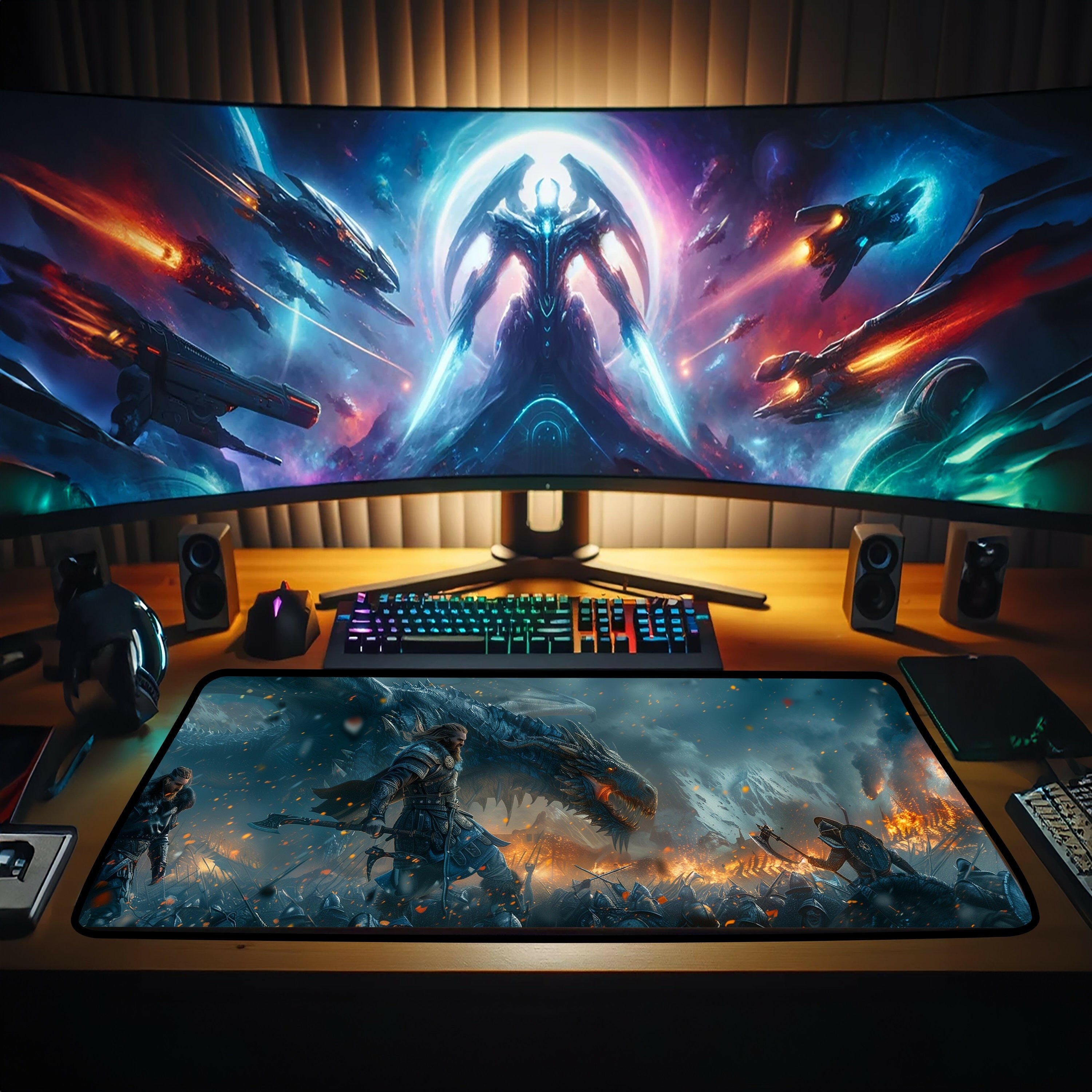 Valhalla Awaits 2 - Gaming Desk Mat