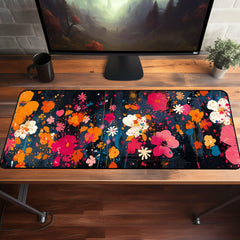 Midnight Blossoms - Gaming Desk Mat - Flowers, Artistic, Beauty, Nature