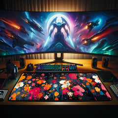 Midnight Blossoms - Gaming Desk Mat - Flowers, Artistic, Beauty, Nature