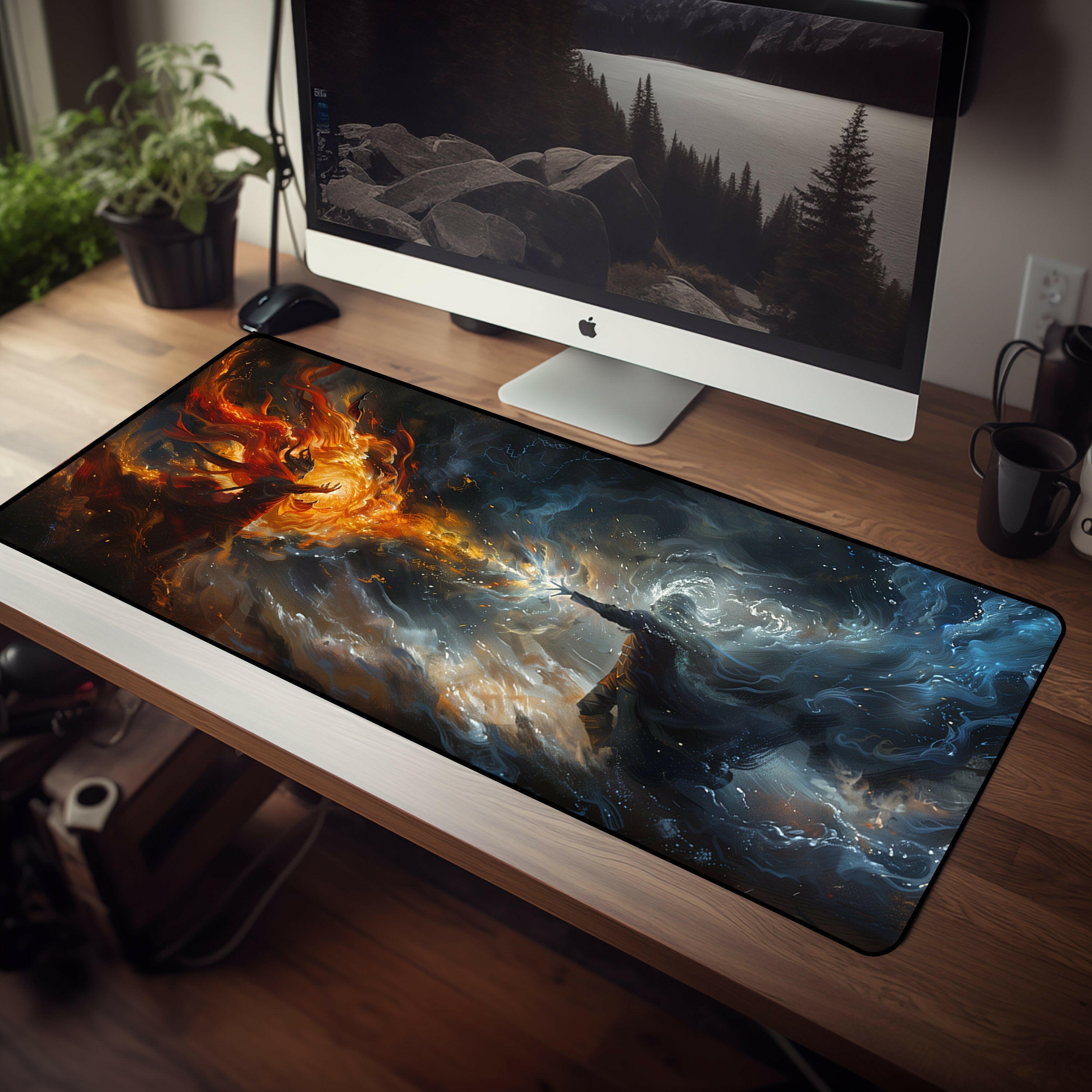 Fire And Ice Gaming Desk Mat