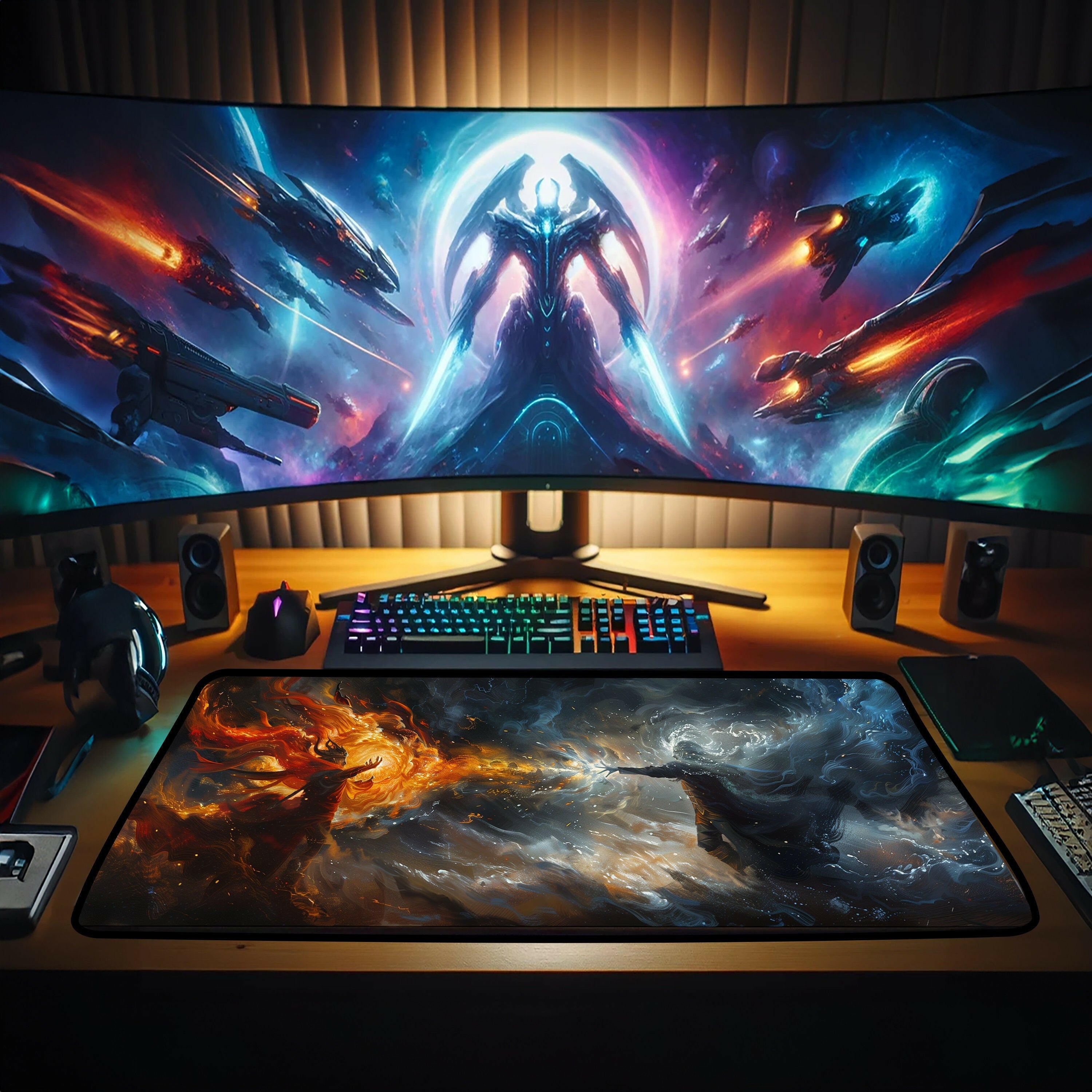 Fire And Ice Gaming Desk Mat