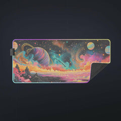 Galactic Wonderland 1 - Gaming Desk Mat - Space, Planets, Universe, Utopian, LED