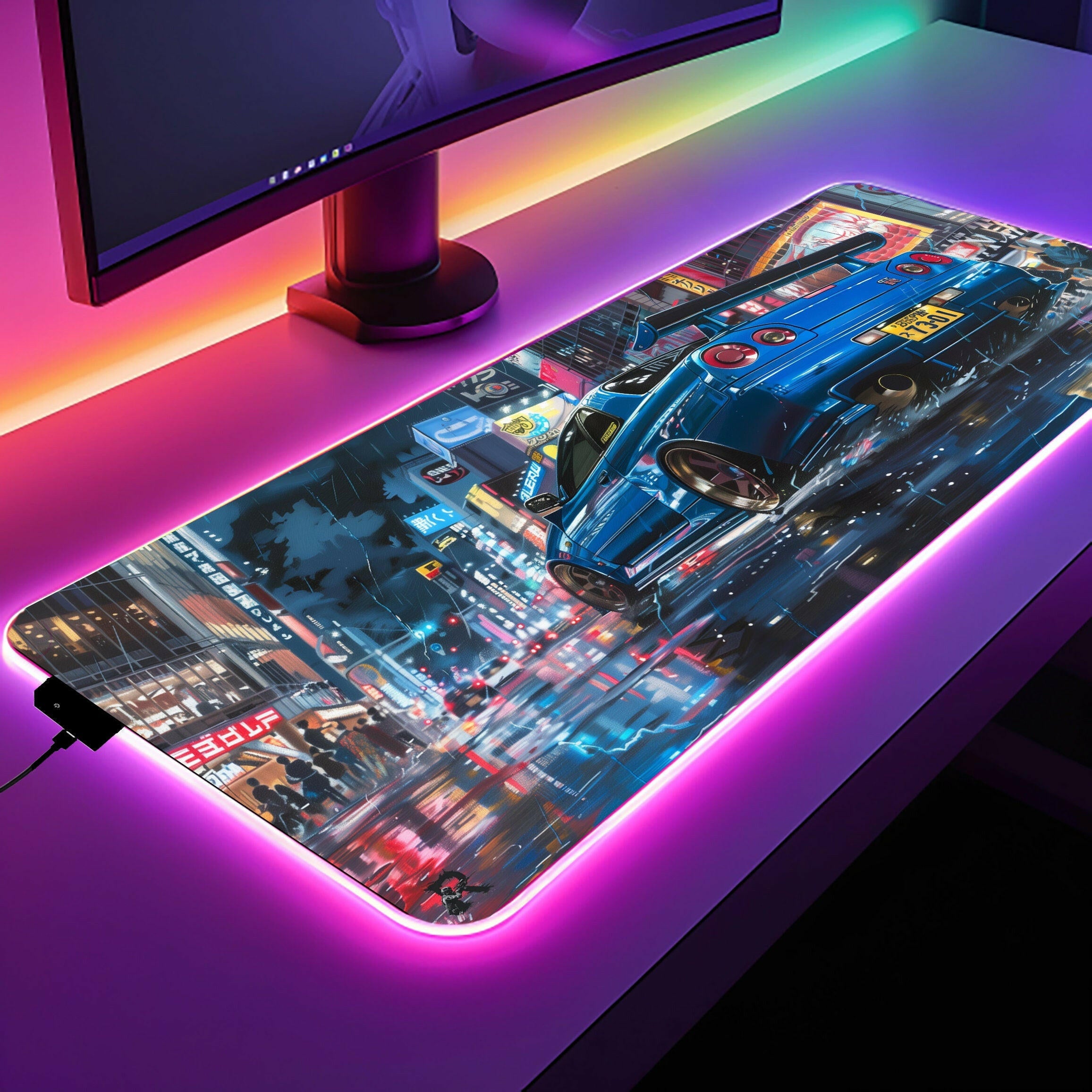 Godzilla R34 GTR 2 - LED Gaming Desk Mat