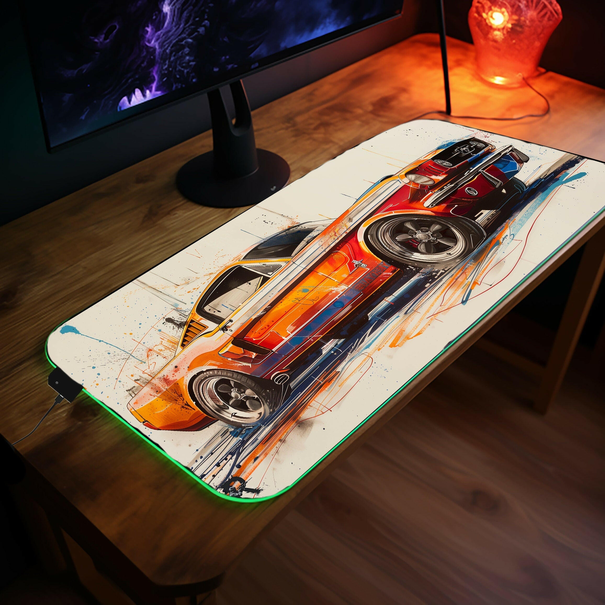 Old School Muscle 2 - LED Gaming Desk Mat