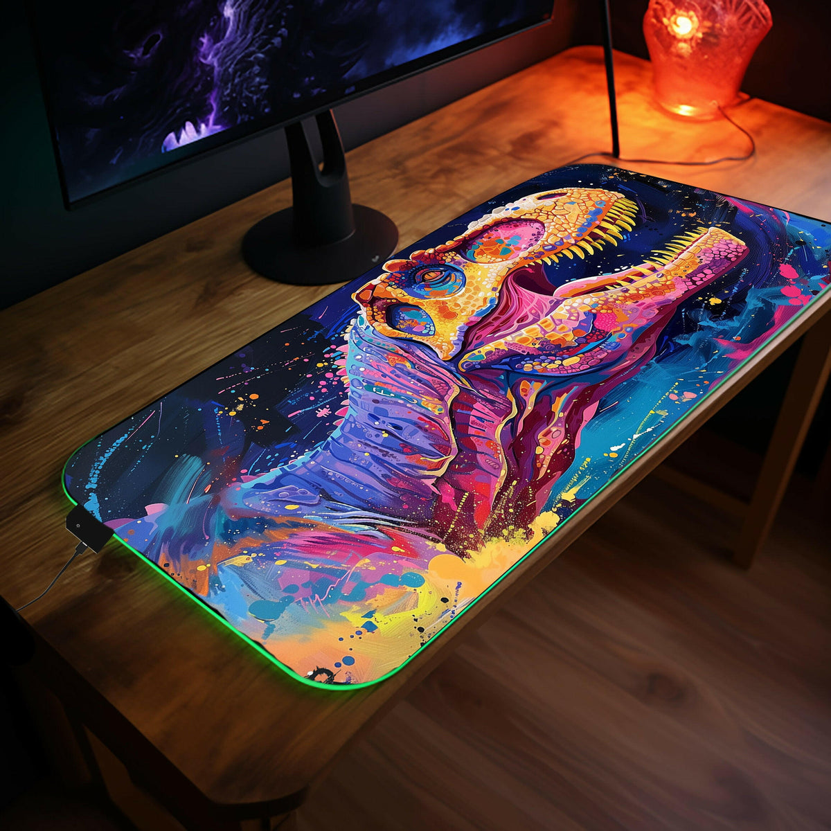 Rainbow Roar - LED Gaming Desk Mat