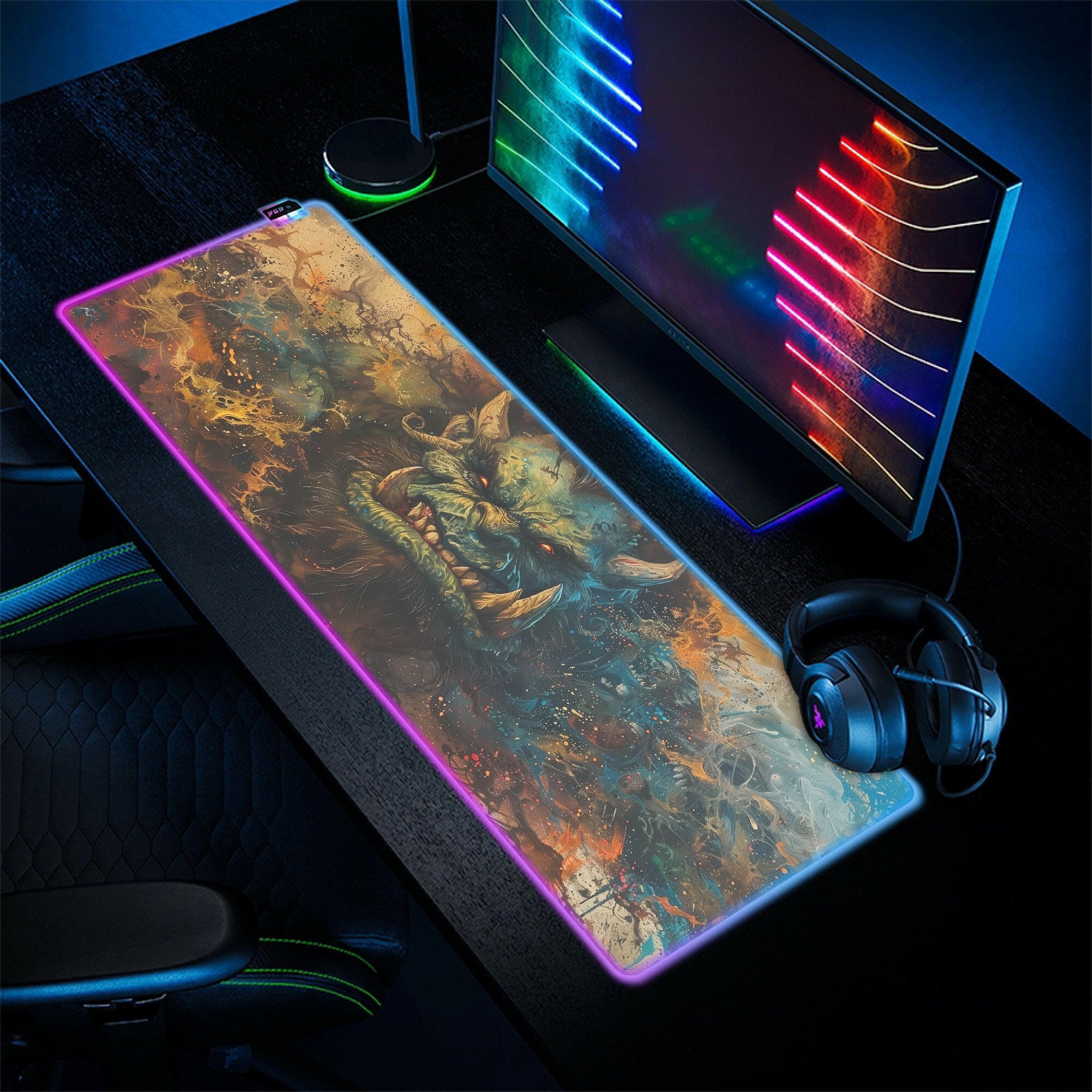 For The Horde 2 - LED Gaming Desk Mat