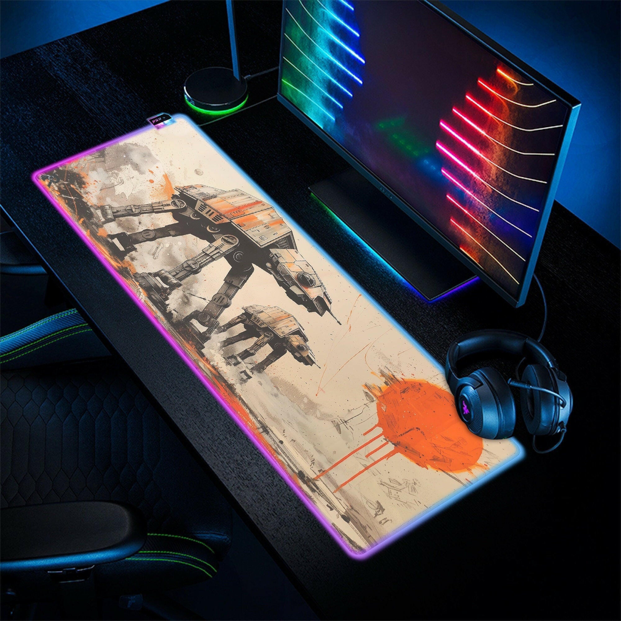 Mechanical Behemoths - LED Gaming Desk Mat