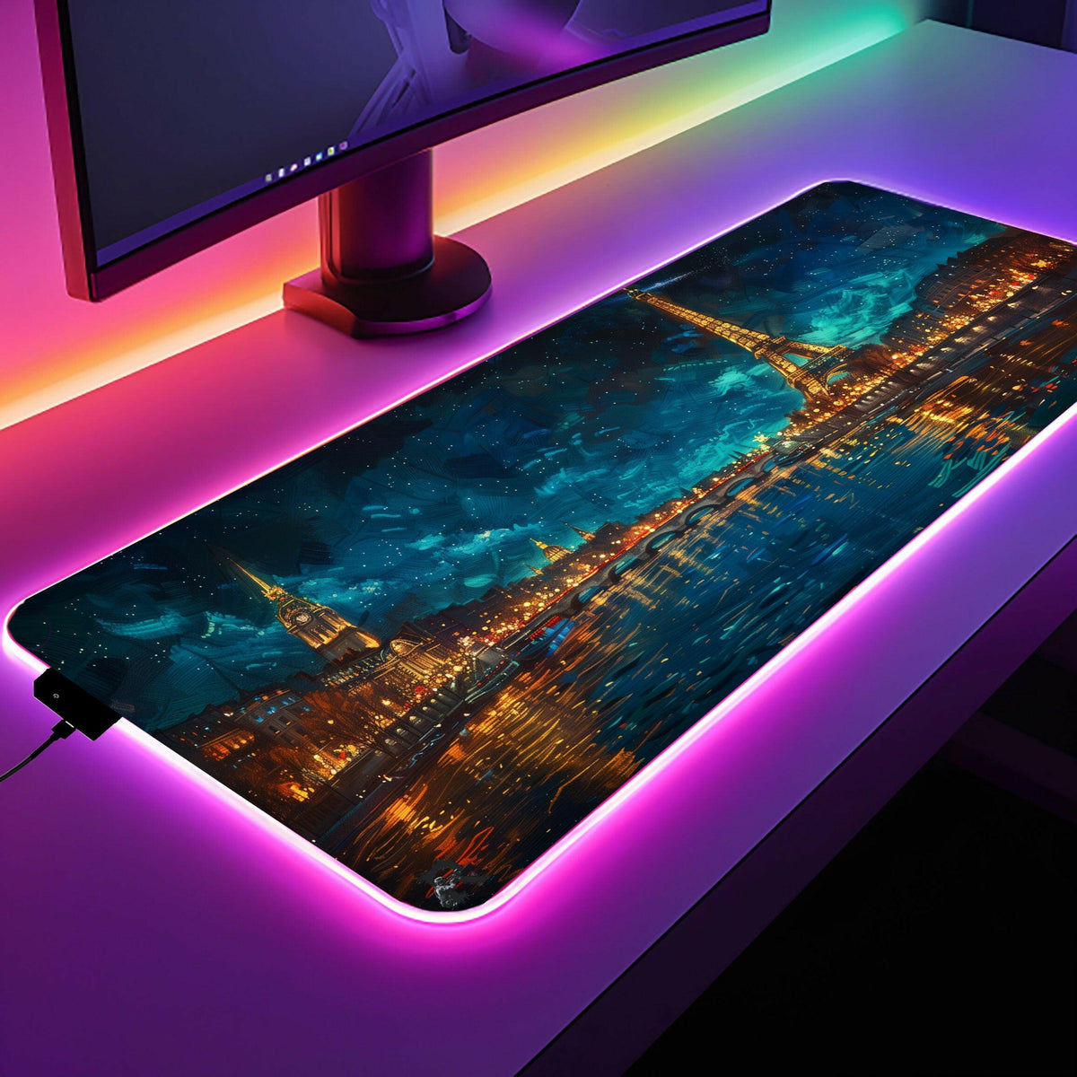 Paradise At Night 3 - LED Gaming Desk Mat