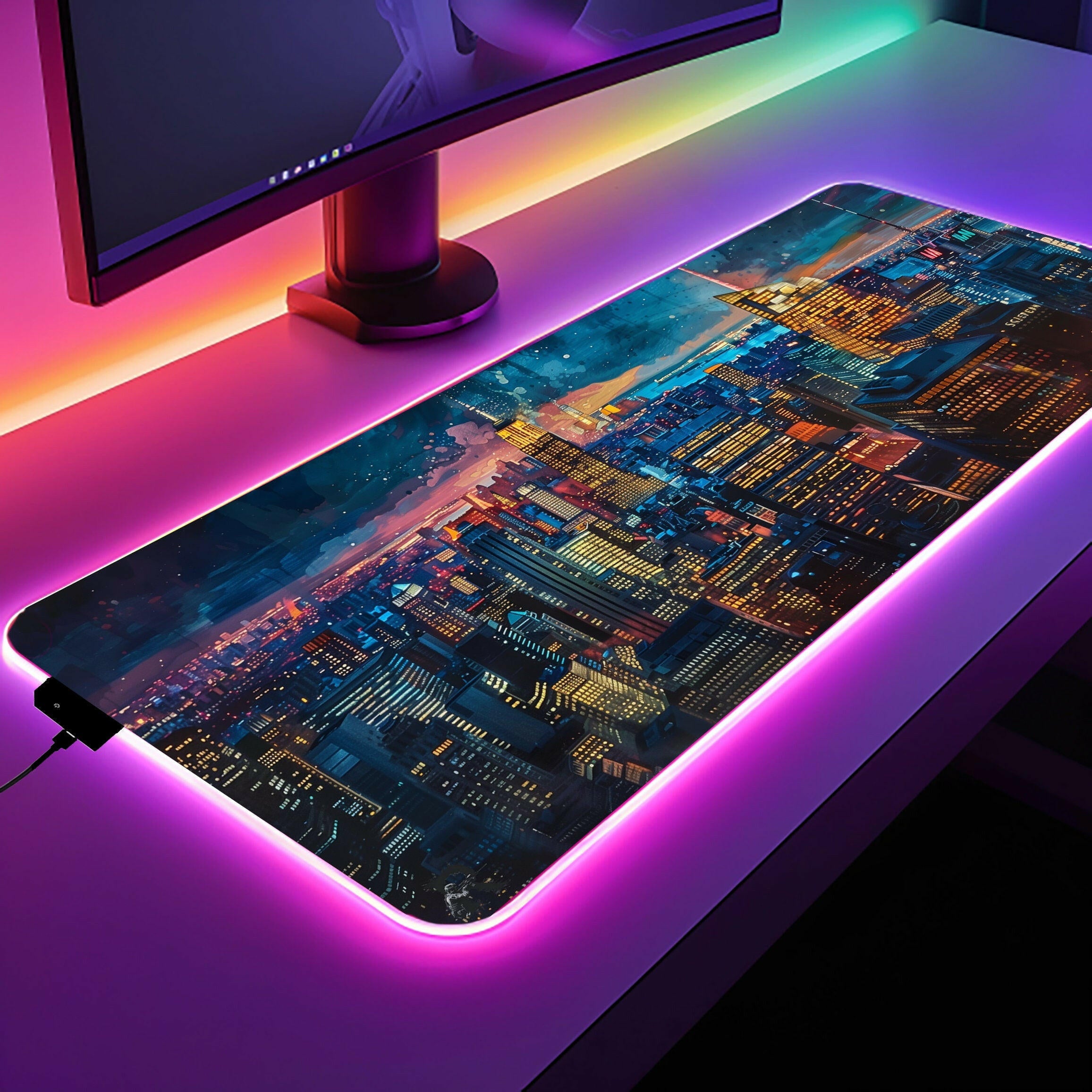 Paradise At Night - LED Gaming Desk Mat