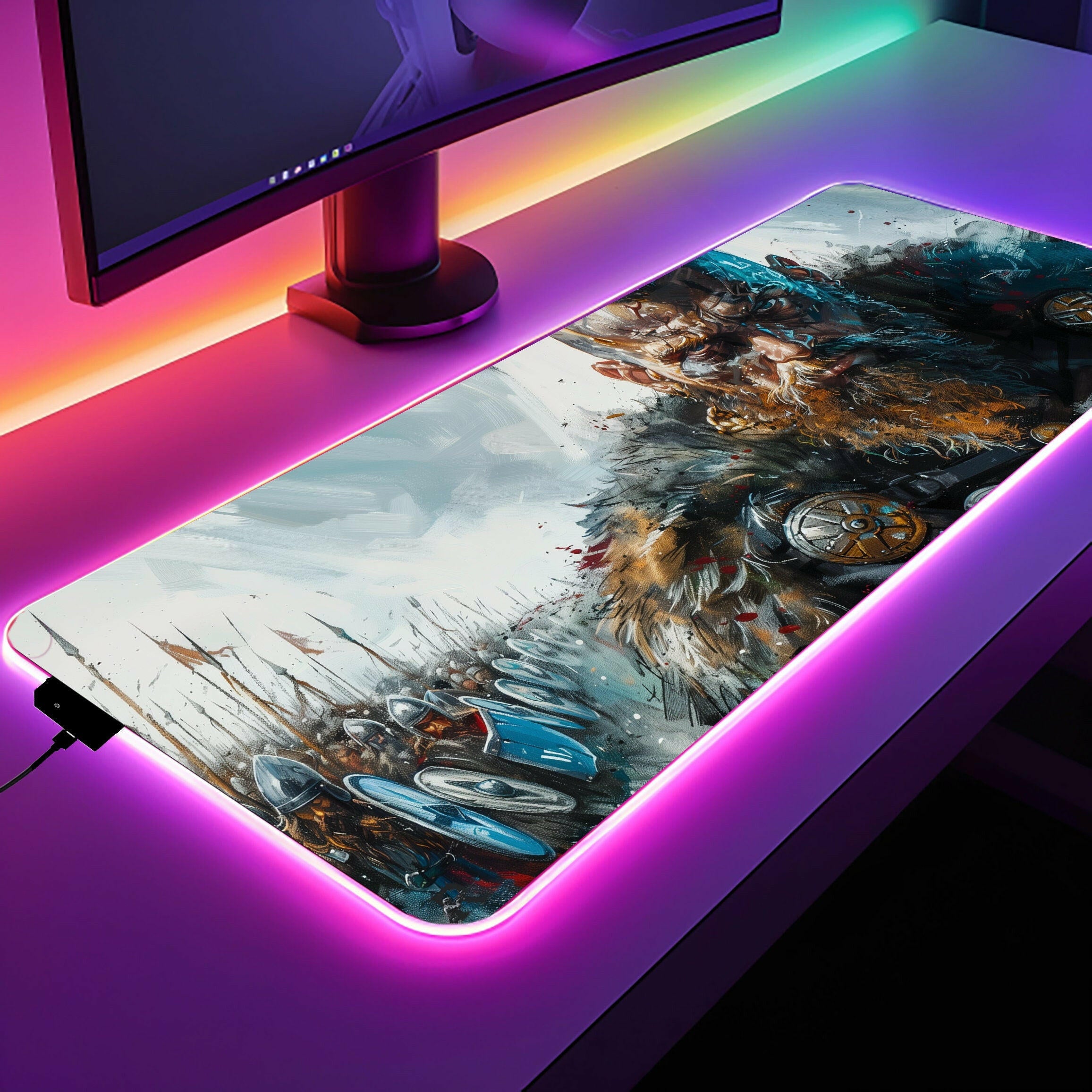 Warriors Fate - LED Gaming Desk Mat