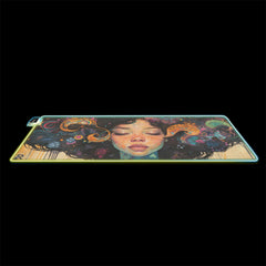 Dreaming In Color - Gaming Desk Mat - Artistic, Female, Beauty, Neon, LED