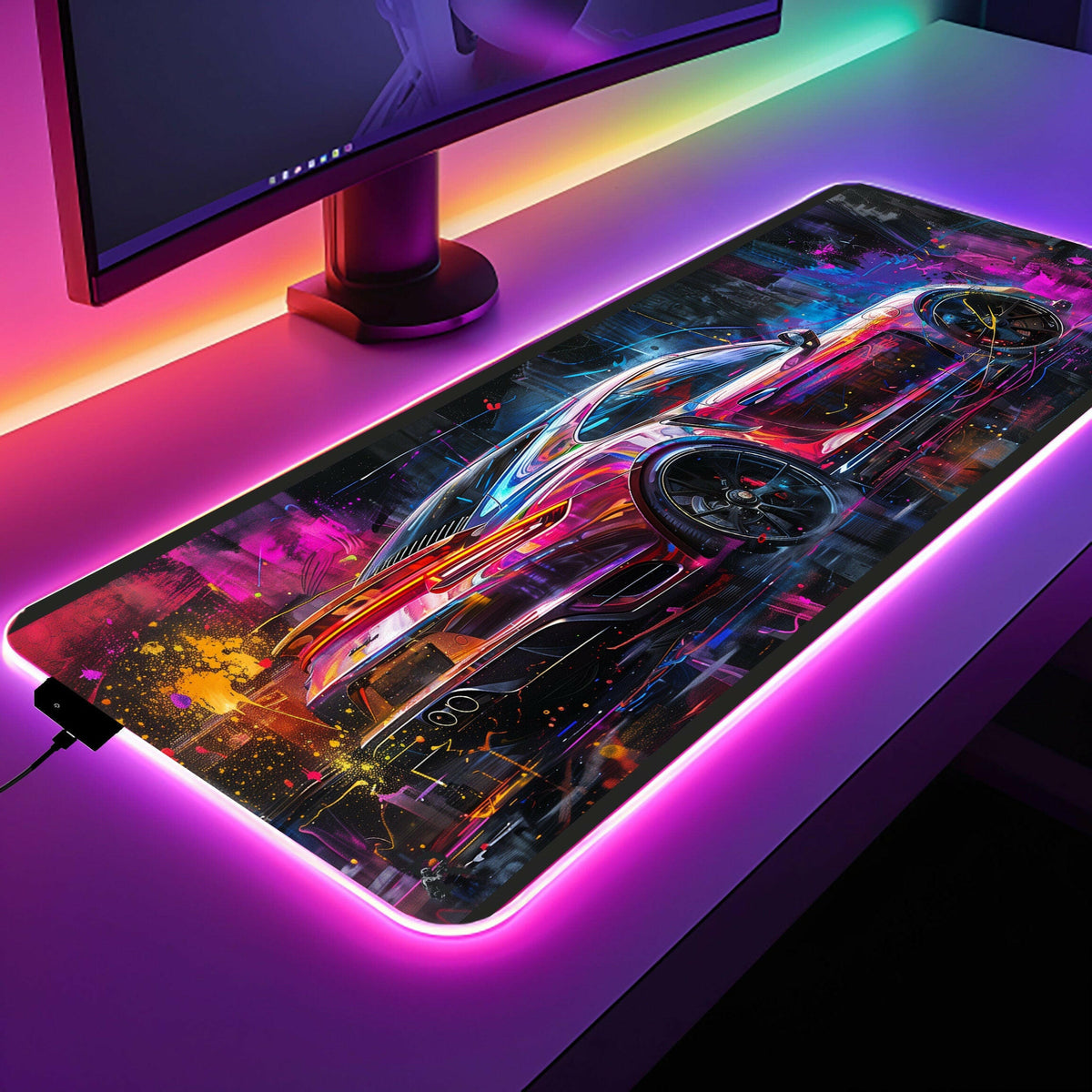 Neon Cruising - LED Gaming Desk Mat