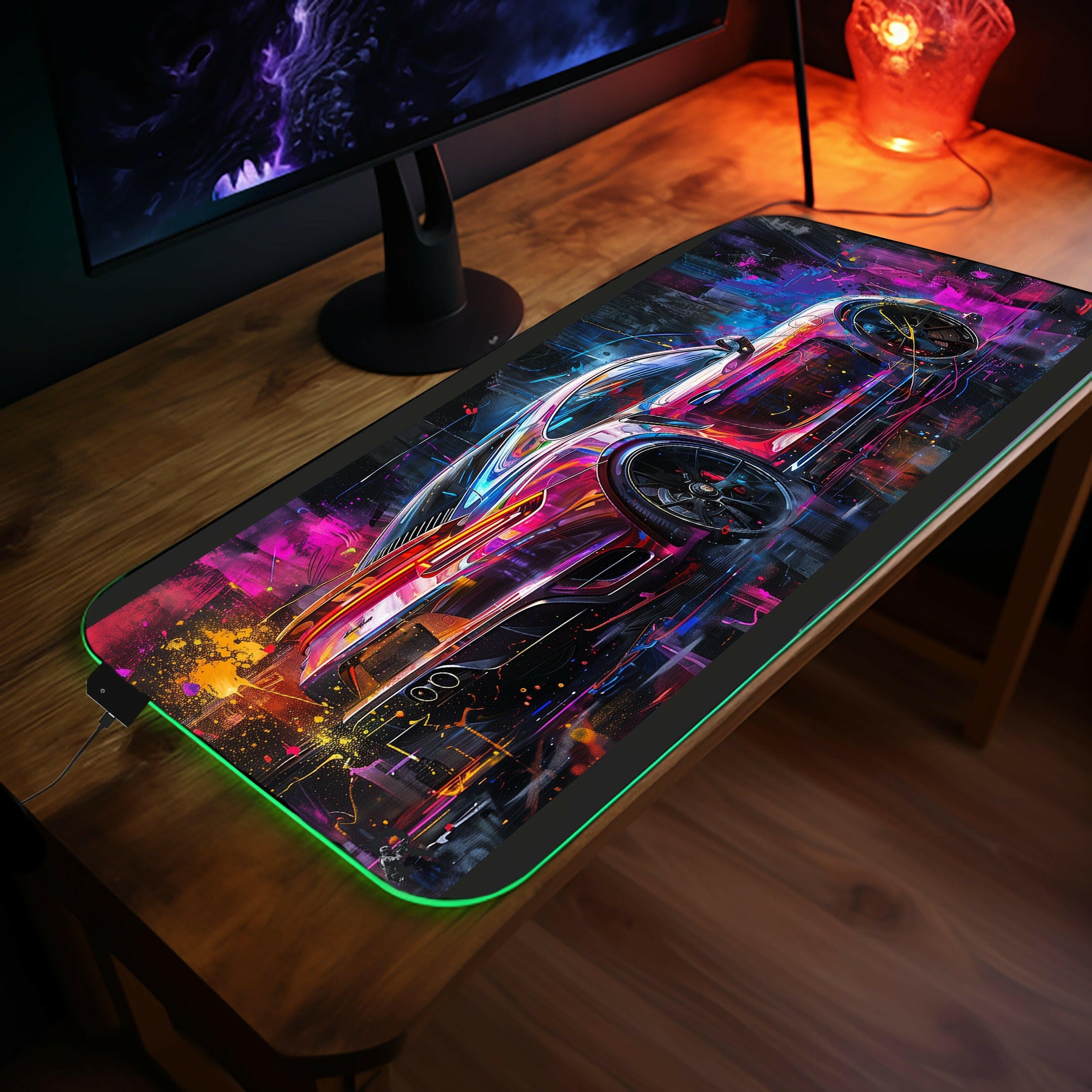 Neon Cruising - LED Gaming Desk Mat