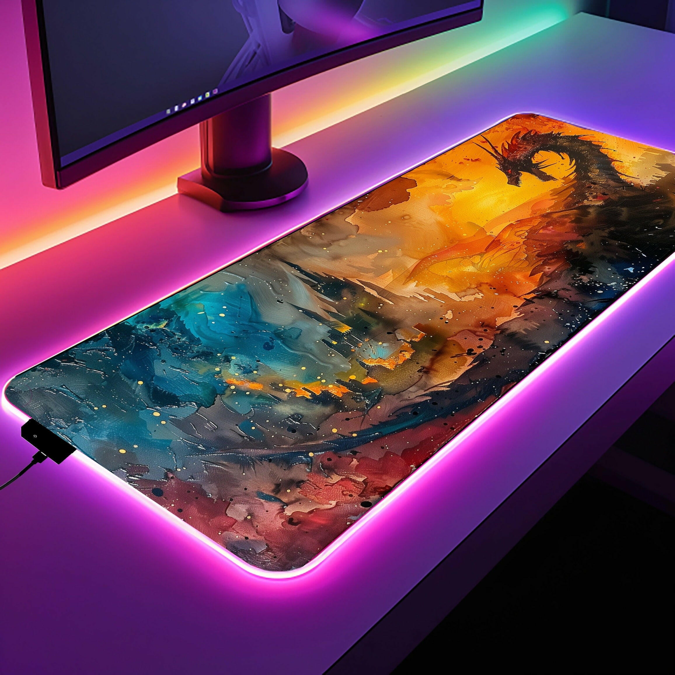 Majesty and Menace 3 - LED Gaming Desk Mat