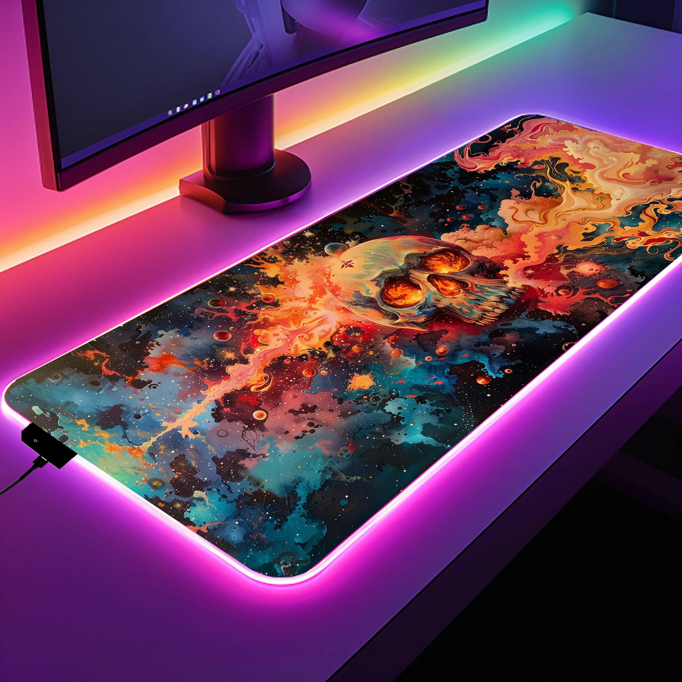 Skulltopia - LED Gaming Desk Mat