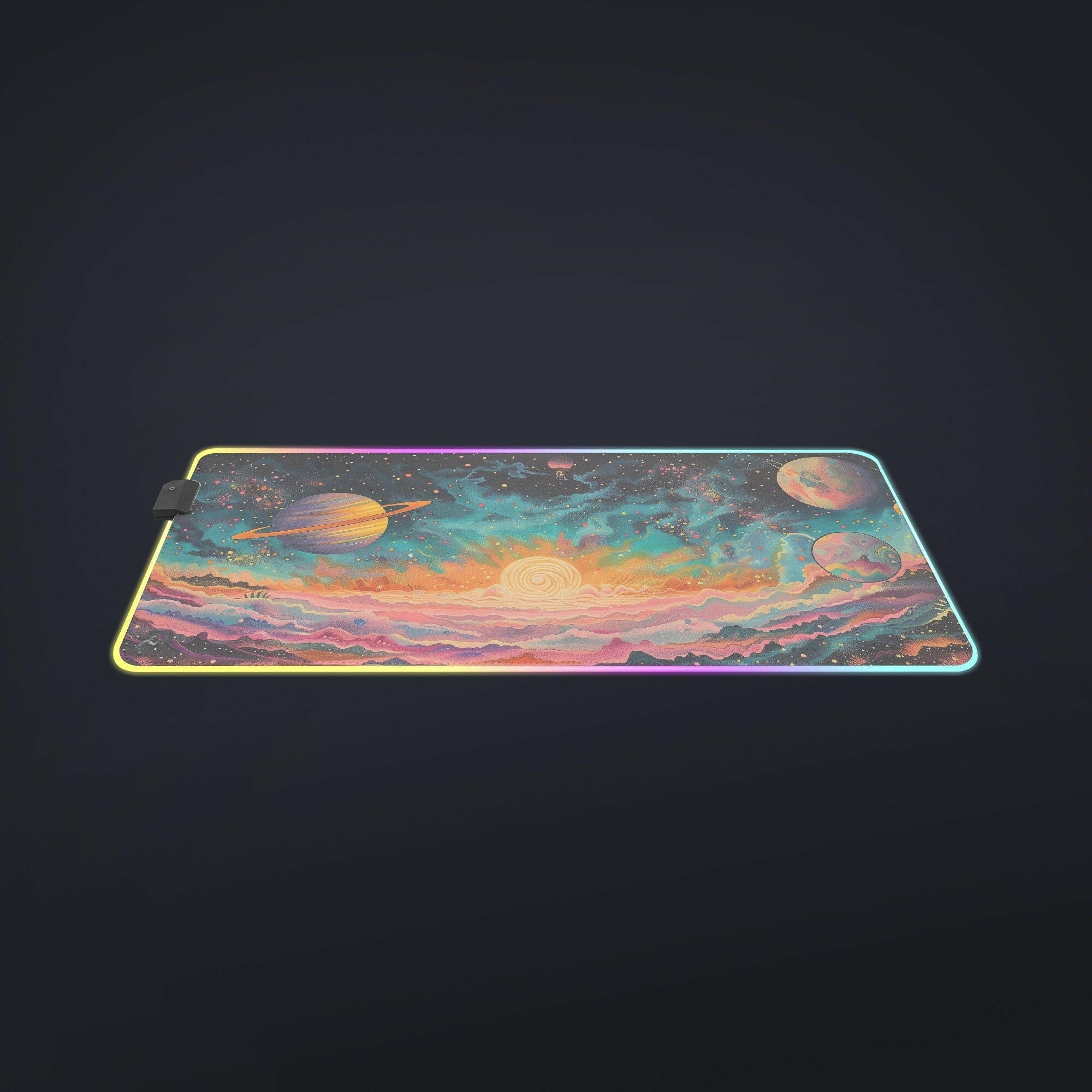 Galactic Wonderland 2 - Gaming Desk Mat - Space, Galaxy, Planets, Utopian