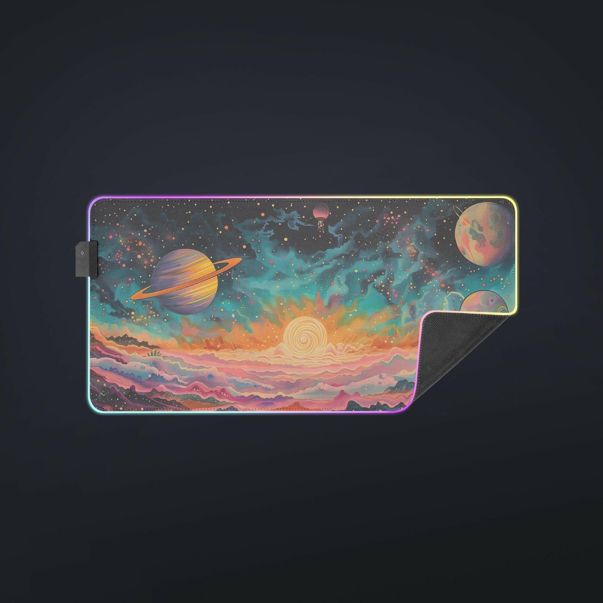 Galactic Wonderland 2 - Gaming Desk Mat - Space, Galaxy, Planets, Utopian