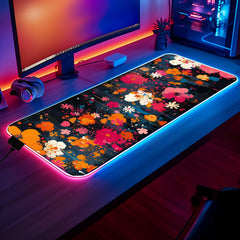 Midnight Blossoms - Gaming Desk Mat - Flowers, Artistic, Beauty, Nature