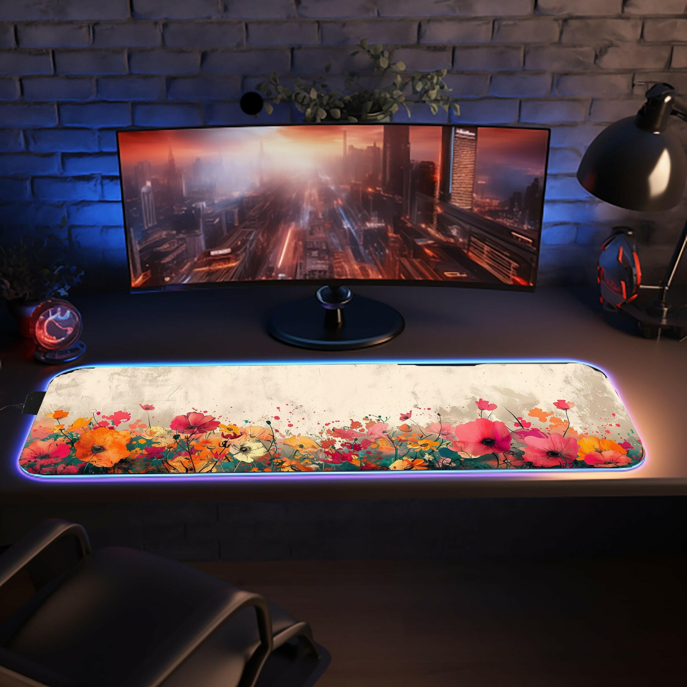 Floral Fantasy - Gaming Desk Mat - Flowers, Artistic, Beauty, Nature