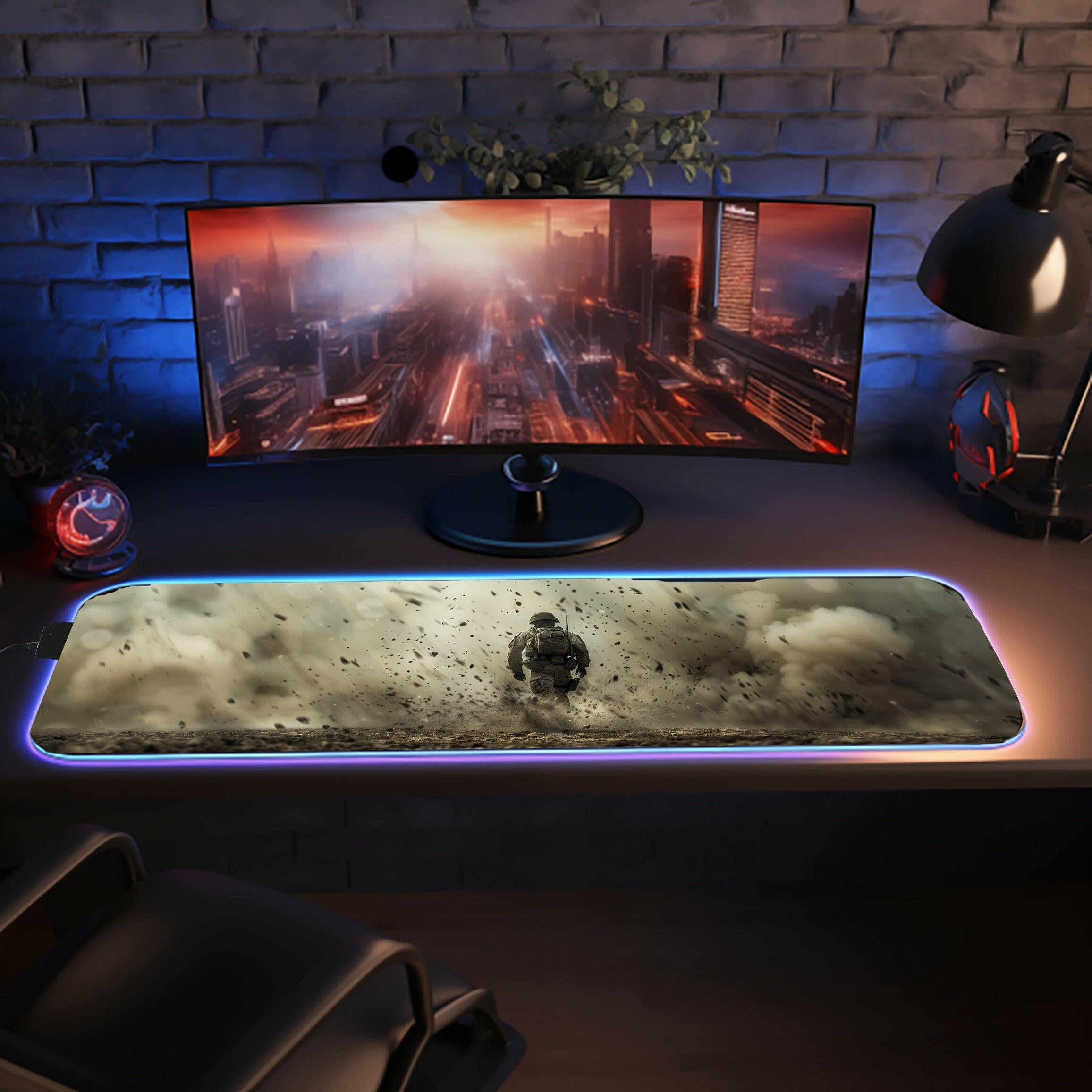 Last Man Standing Gaming Desk Mat - Soldier, Army, Explosion, Still, Military