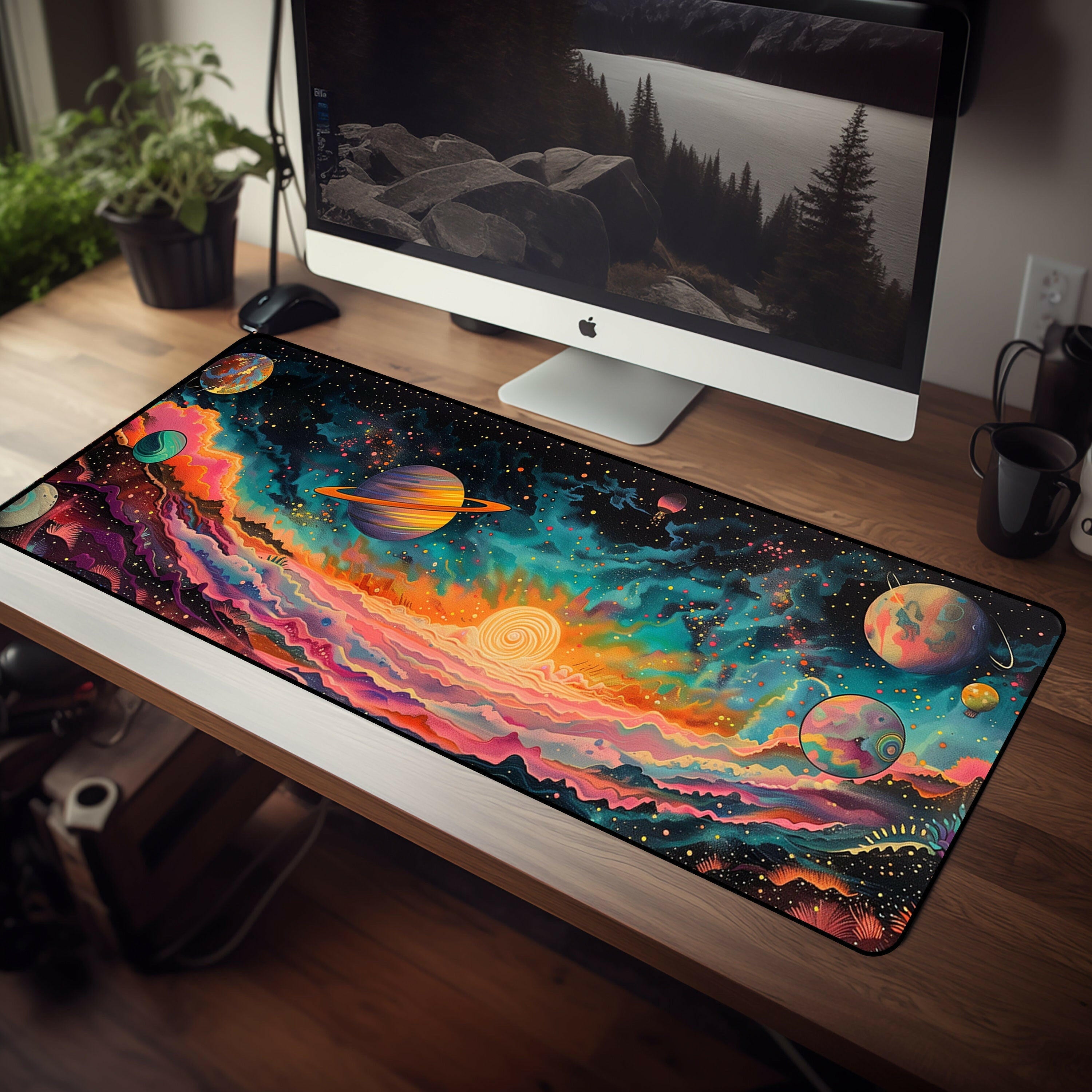 Galactic Wonderland 2 - Gaming Desk Mat - Space, Galaxy, Planets, Utopian