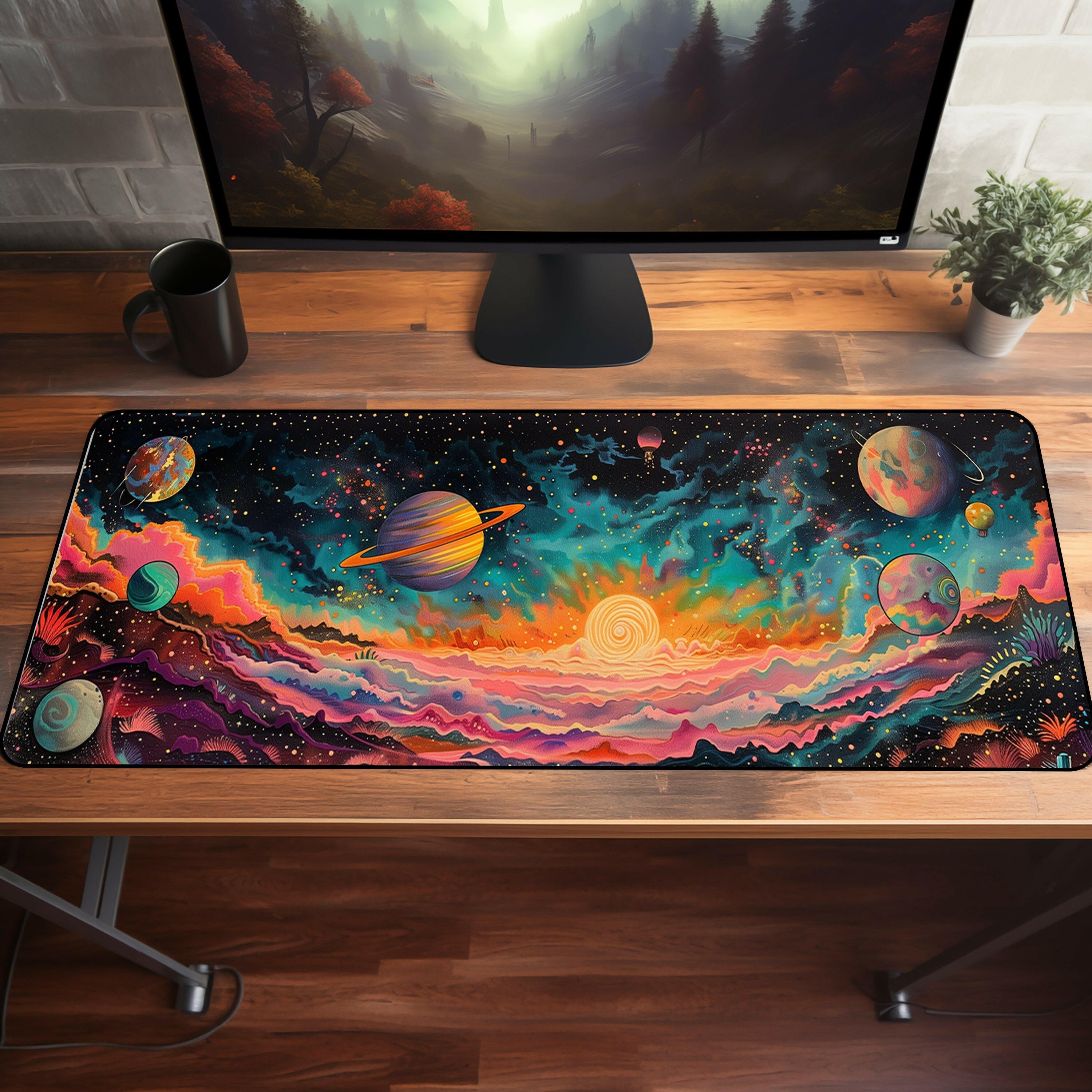 Galactic Wonderland 2 - Gaming Desk Mat - Space, Galaxy, Planets, Utopian