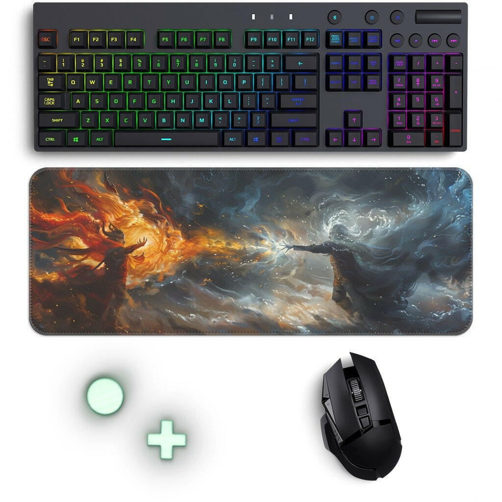 Fire And Ice Gaming Desk Mat