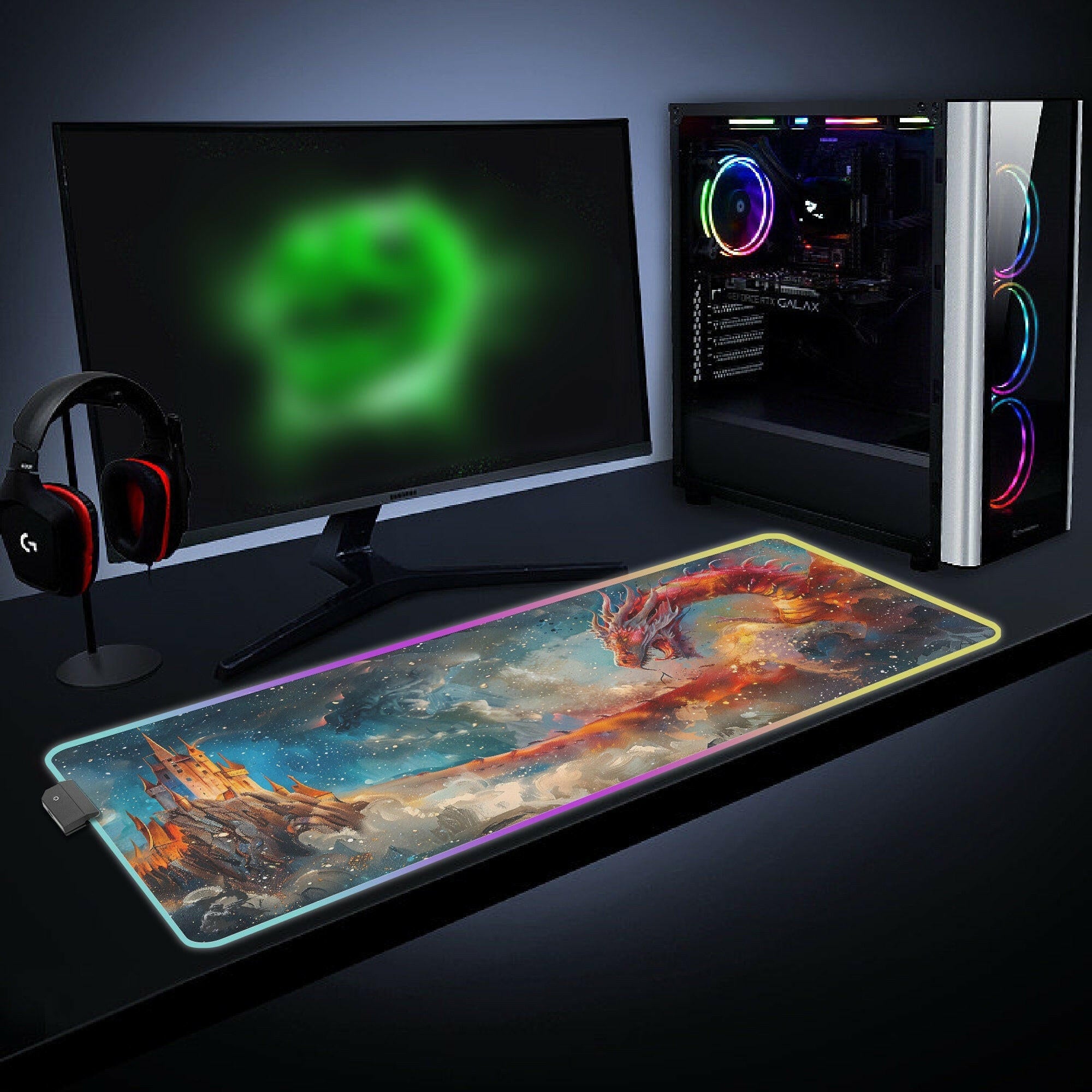 Majesty and Menace 4 - XL LED Gaming Desk Mat