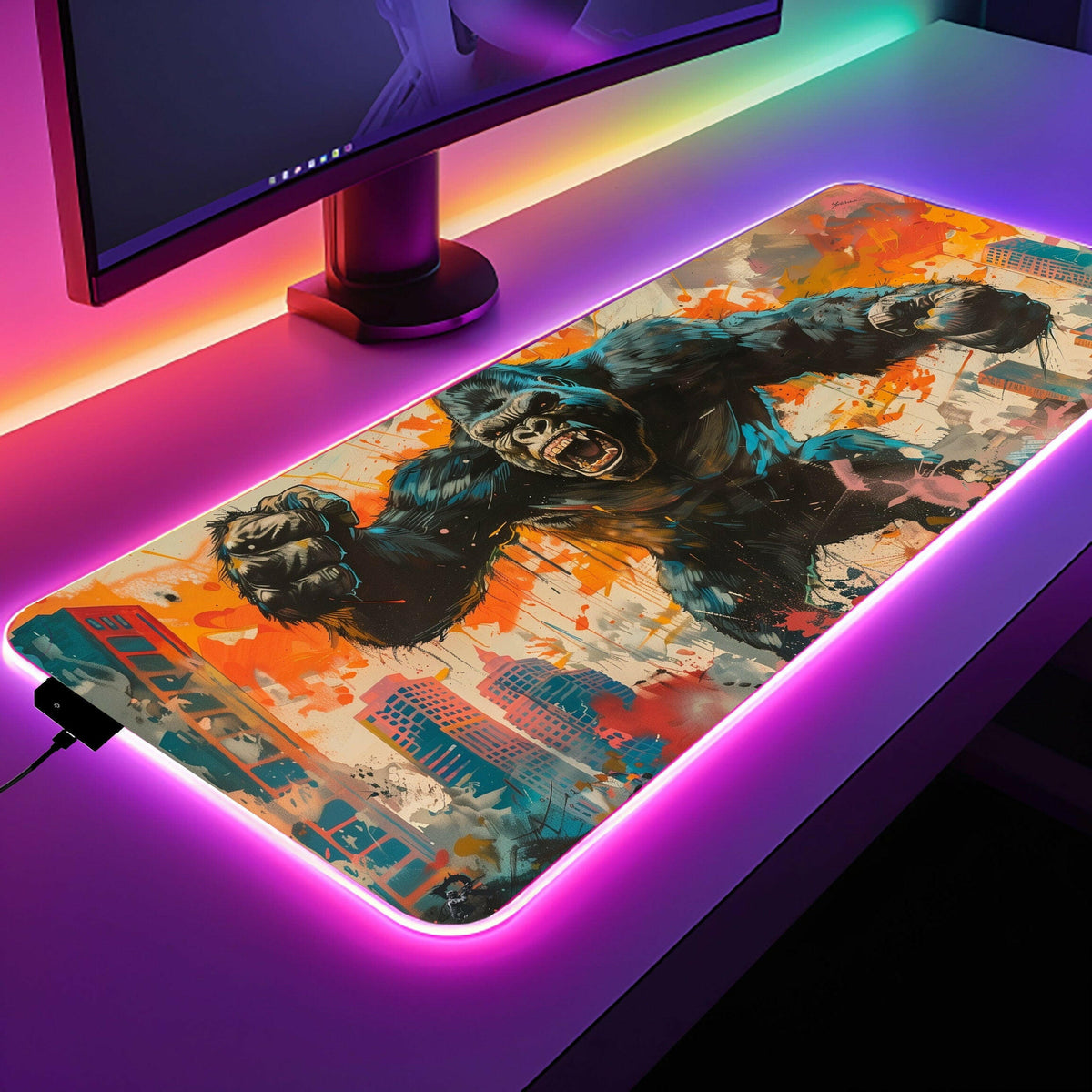 King Of The Apes 3 - LED Gaming Desk Mat