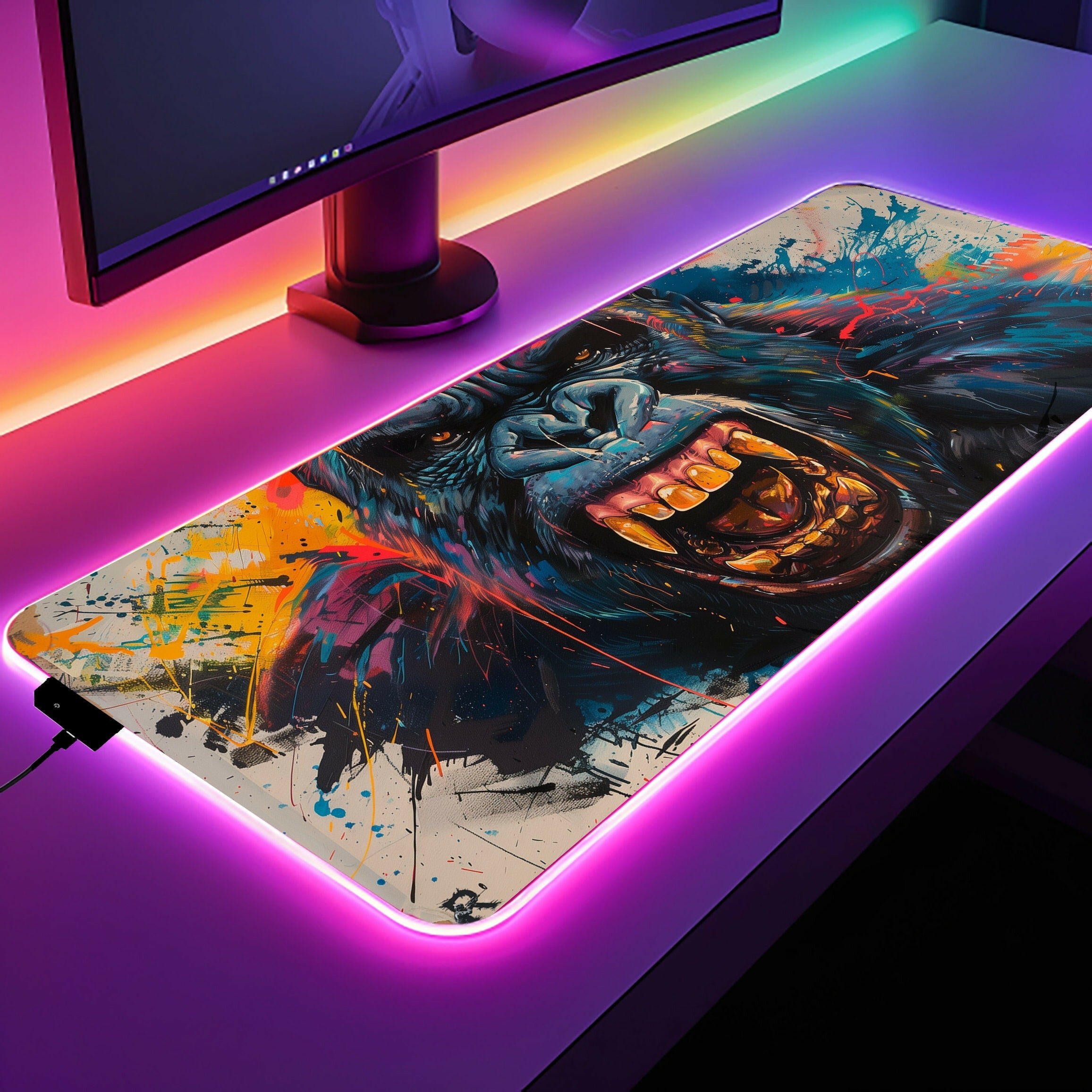 King Of The Apes - LED Gaming Desk Mat