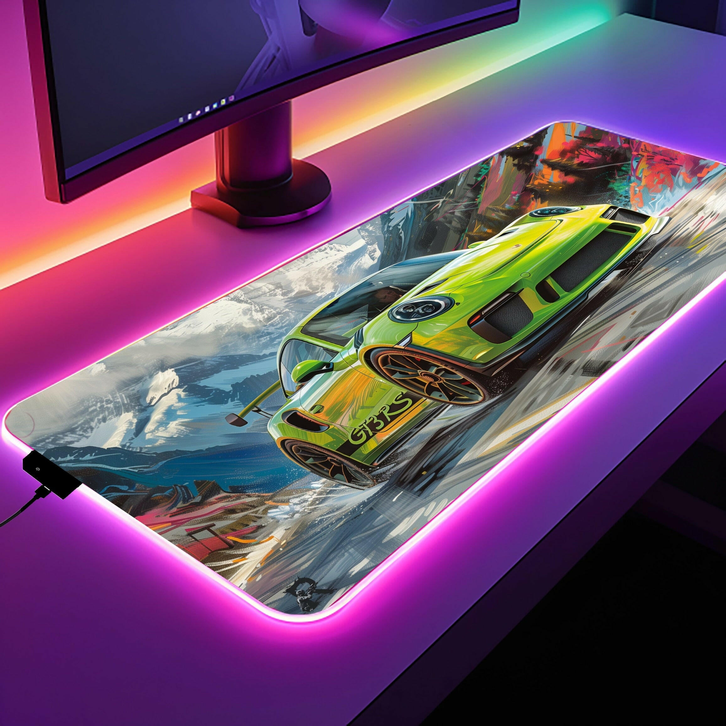 Alps Attack - LED Gaming Desk Mat