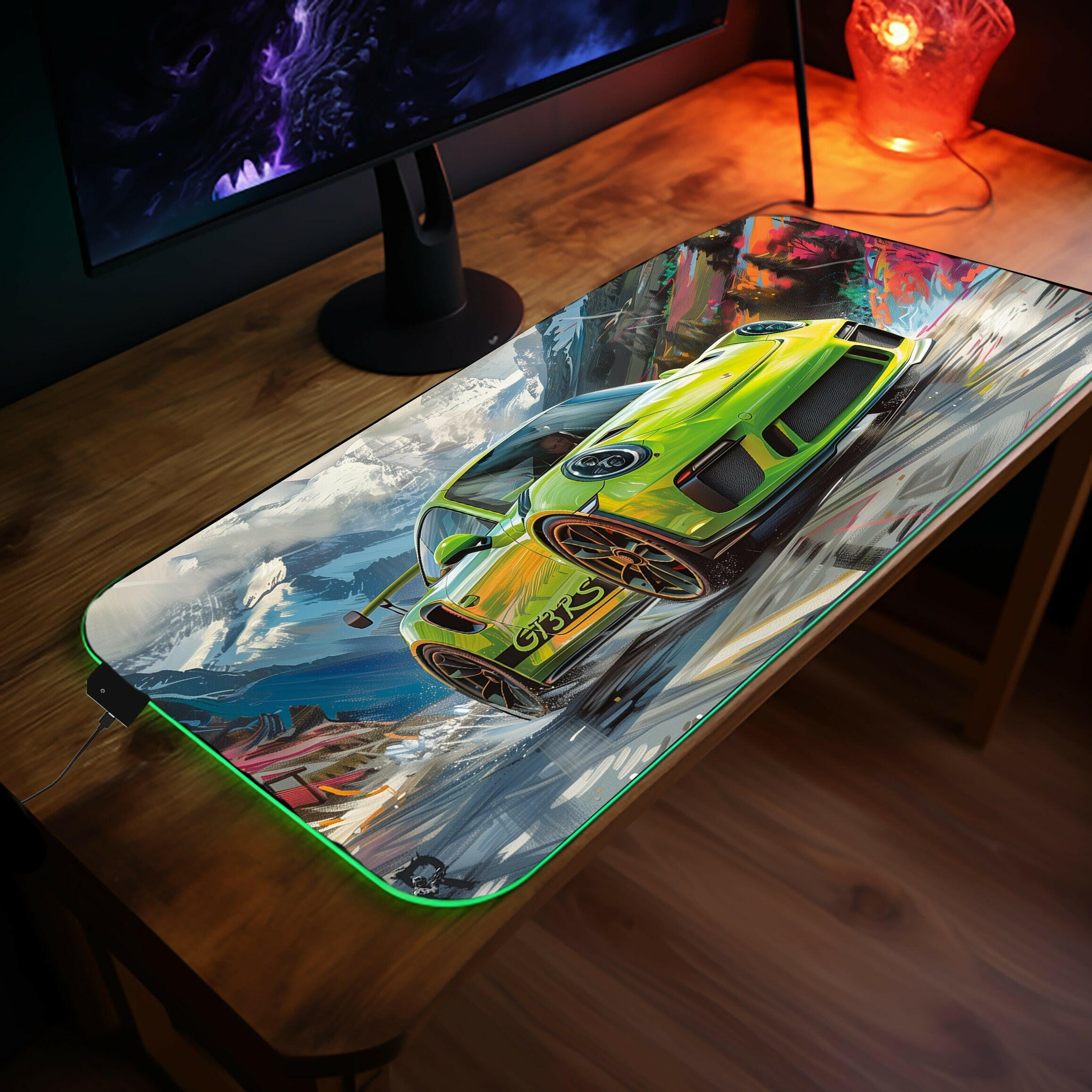 Alps Attack - LED Gaming Desk Mat