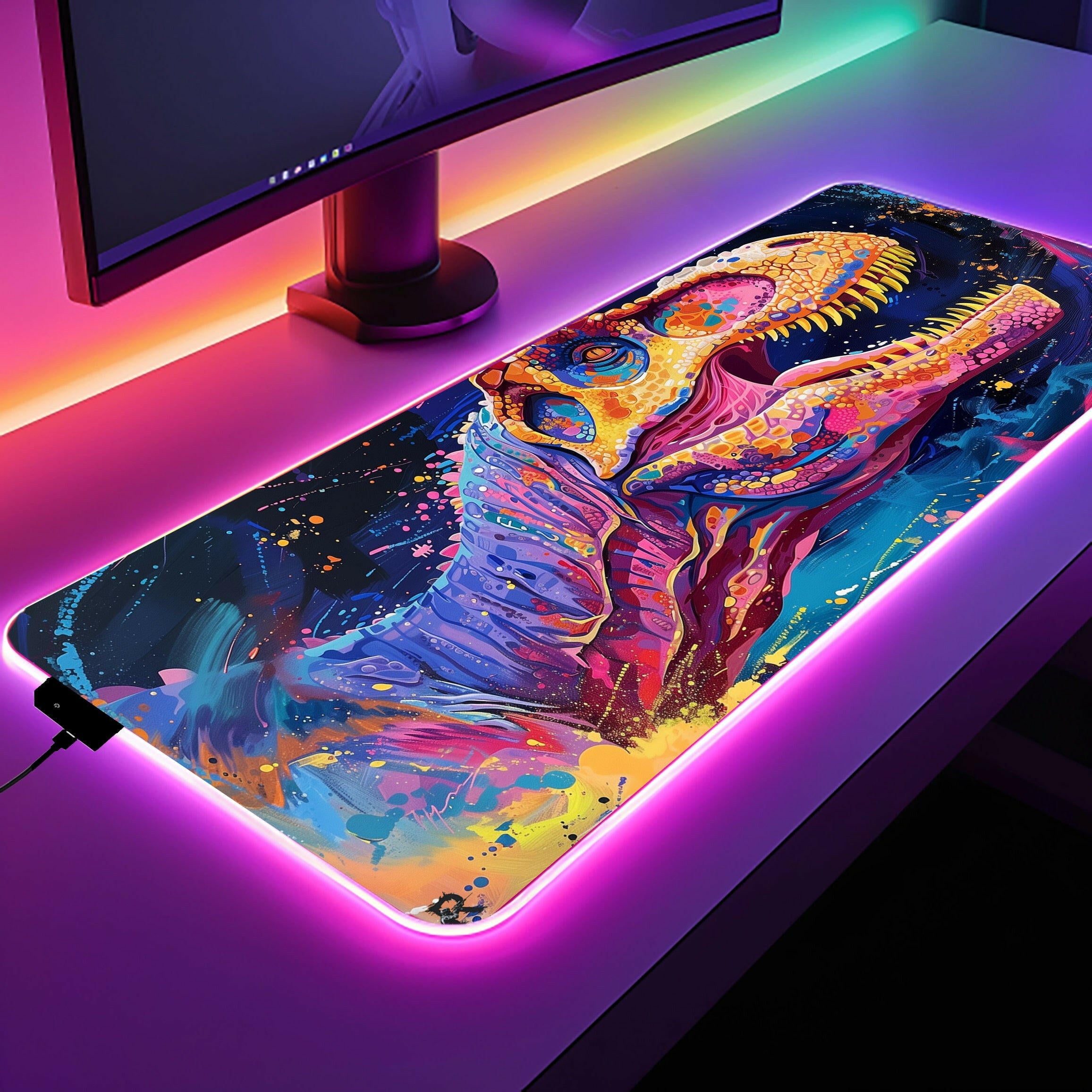 Rainbow Roar - LED Gaming Desk Mat