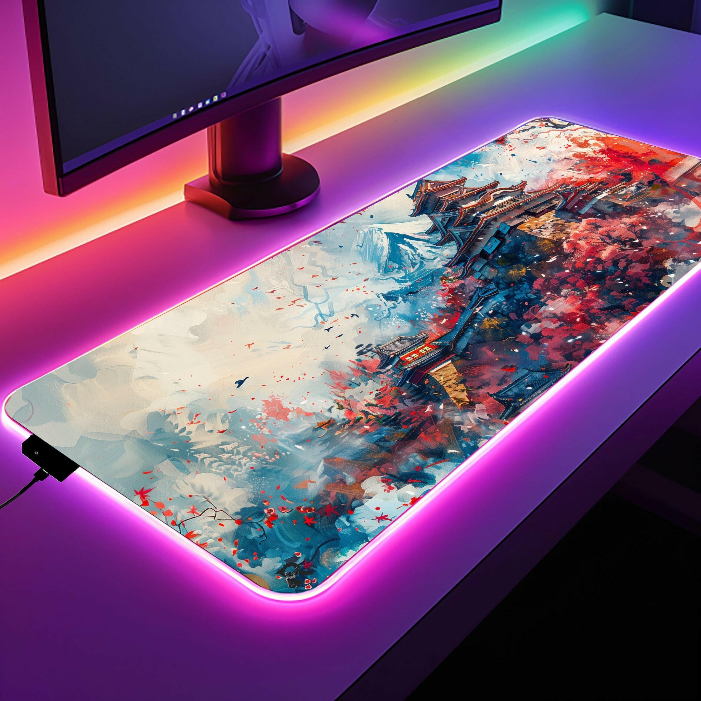 Oriental Beauty - LED Gaming Desk Mat