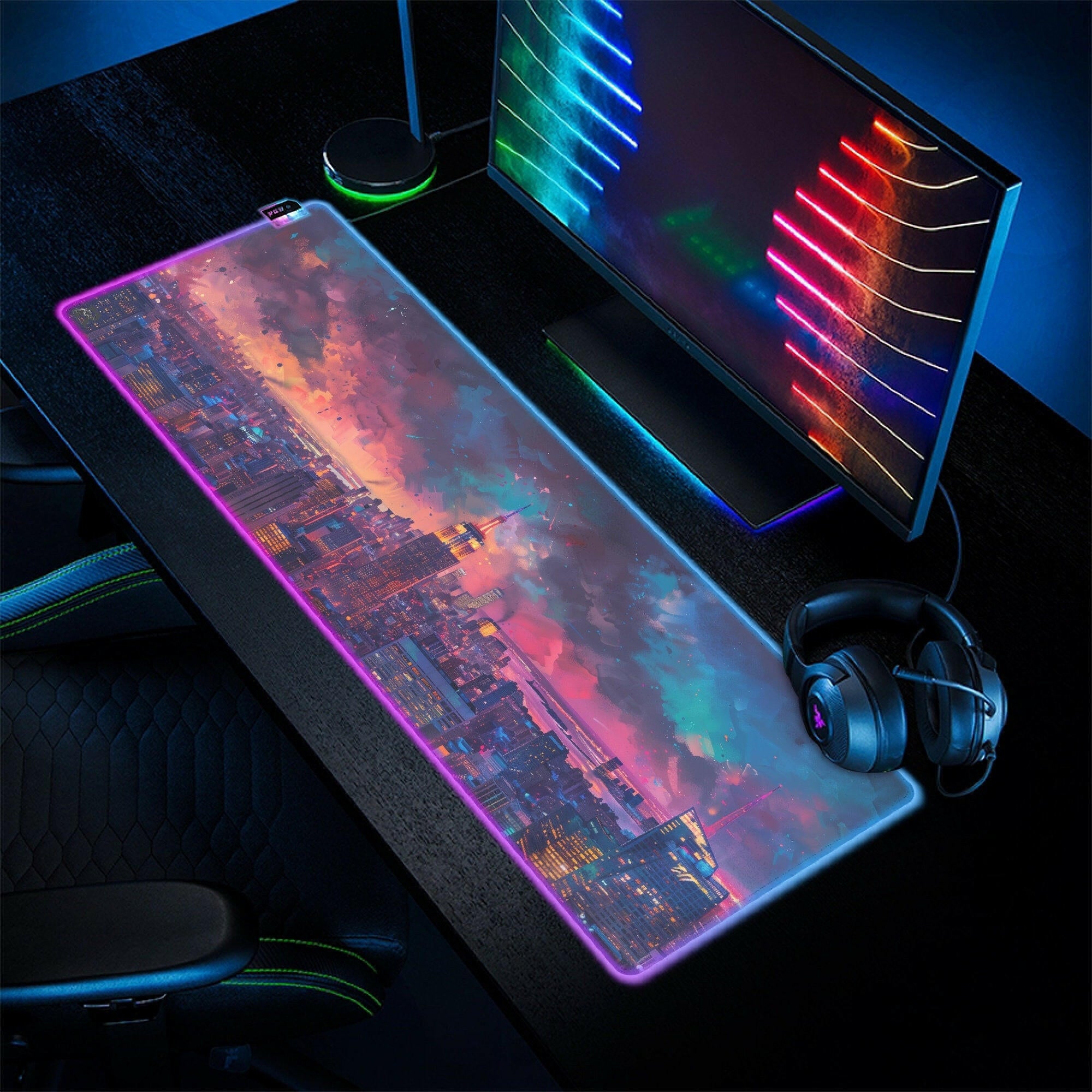 Paradise At Night 2 - LED Gaming Desk Mat