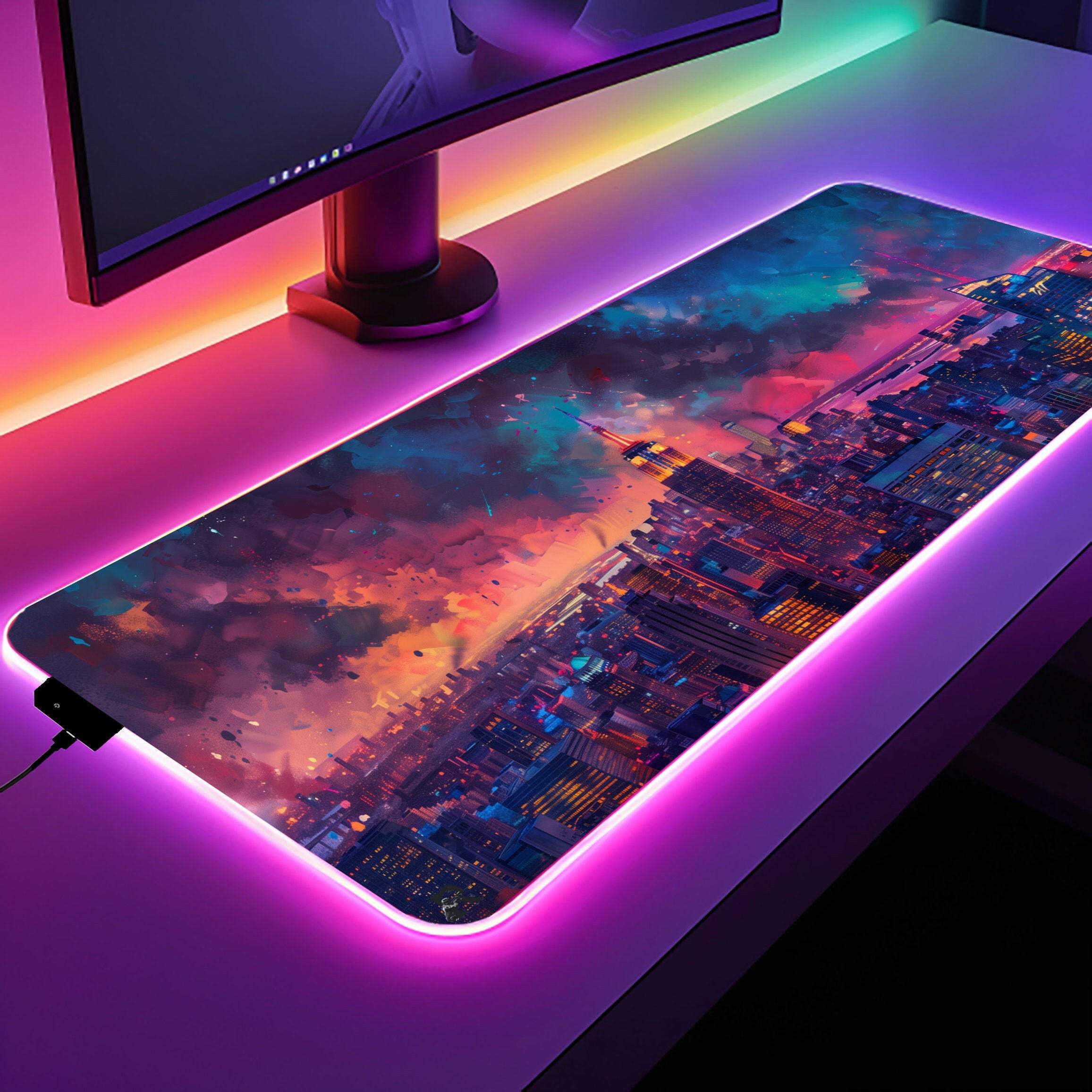 Paradise At Night 2 - LED Gaming Desk Mat