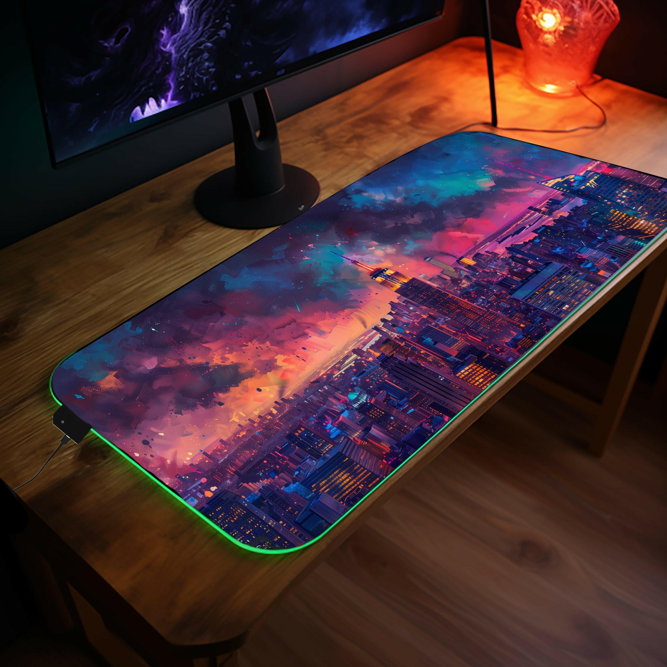 Paradise At Night 2 - LED Gaming Desk Mat