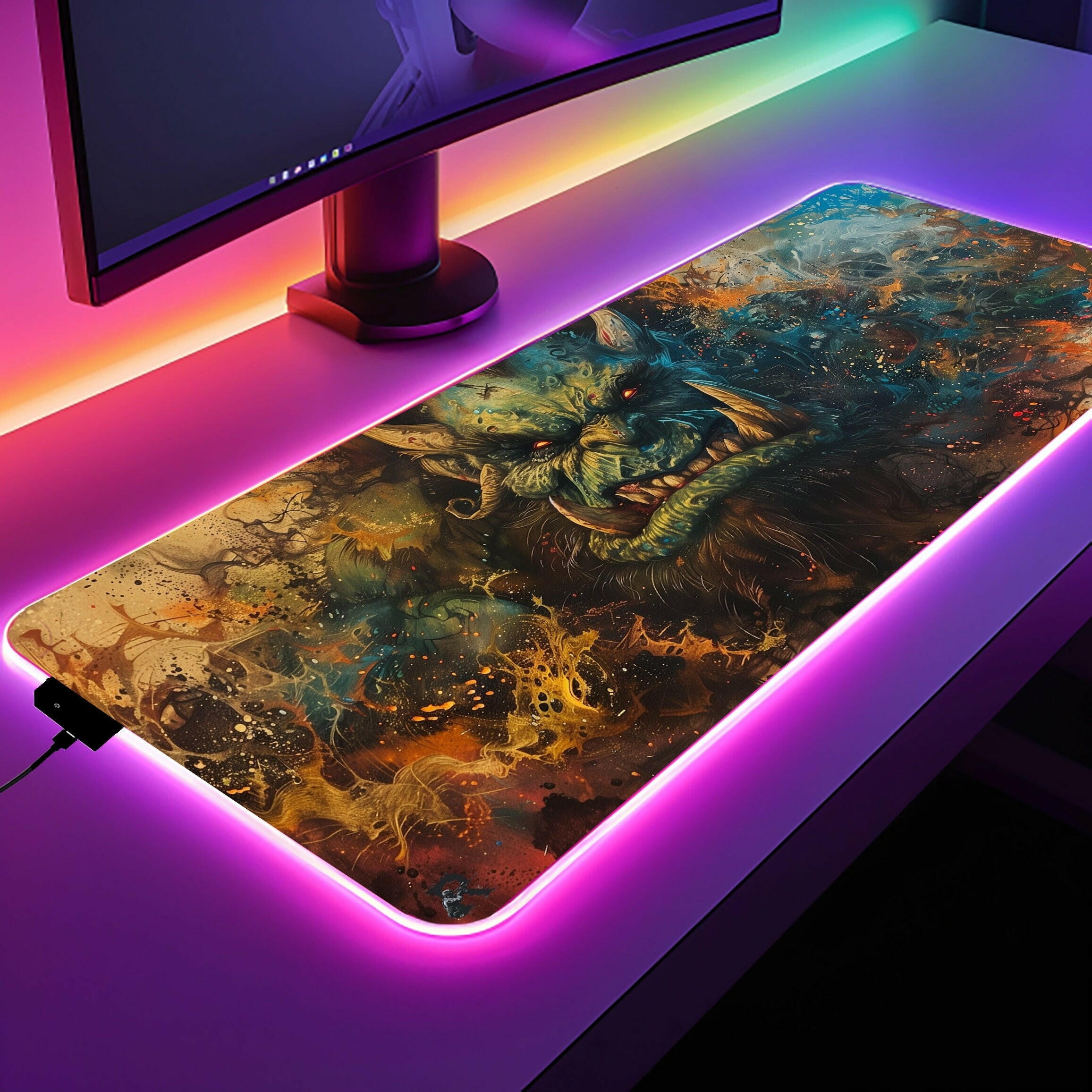 For The Horde 2 - LED Gaming Desk Mat