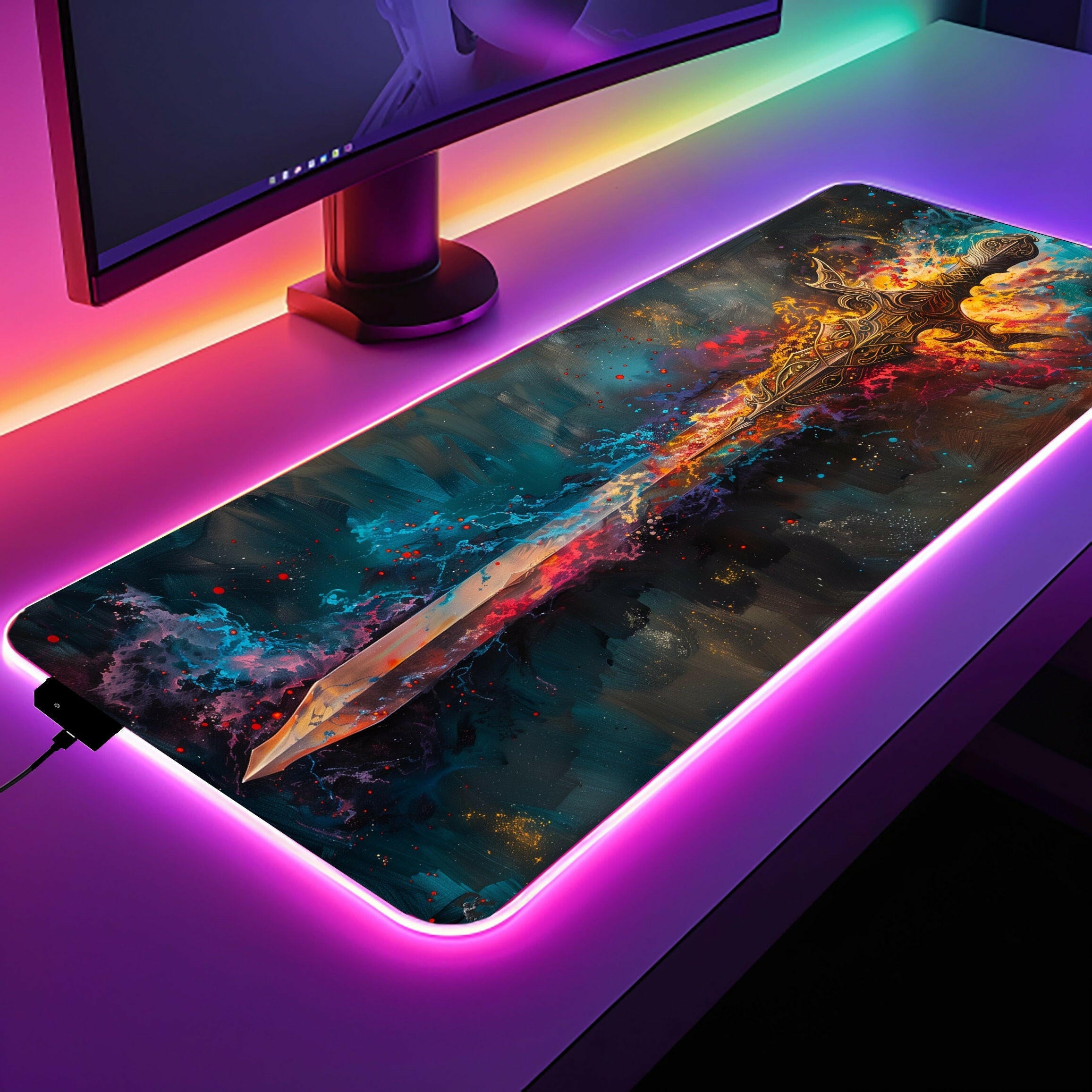 Sharpened Steel - Black - Gaming Desk Mat