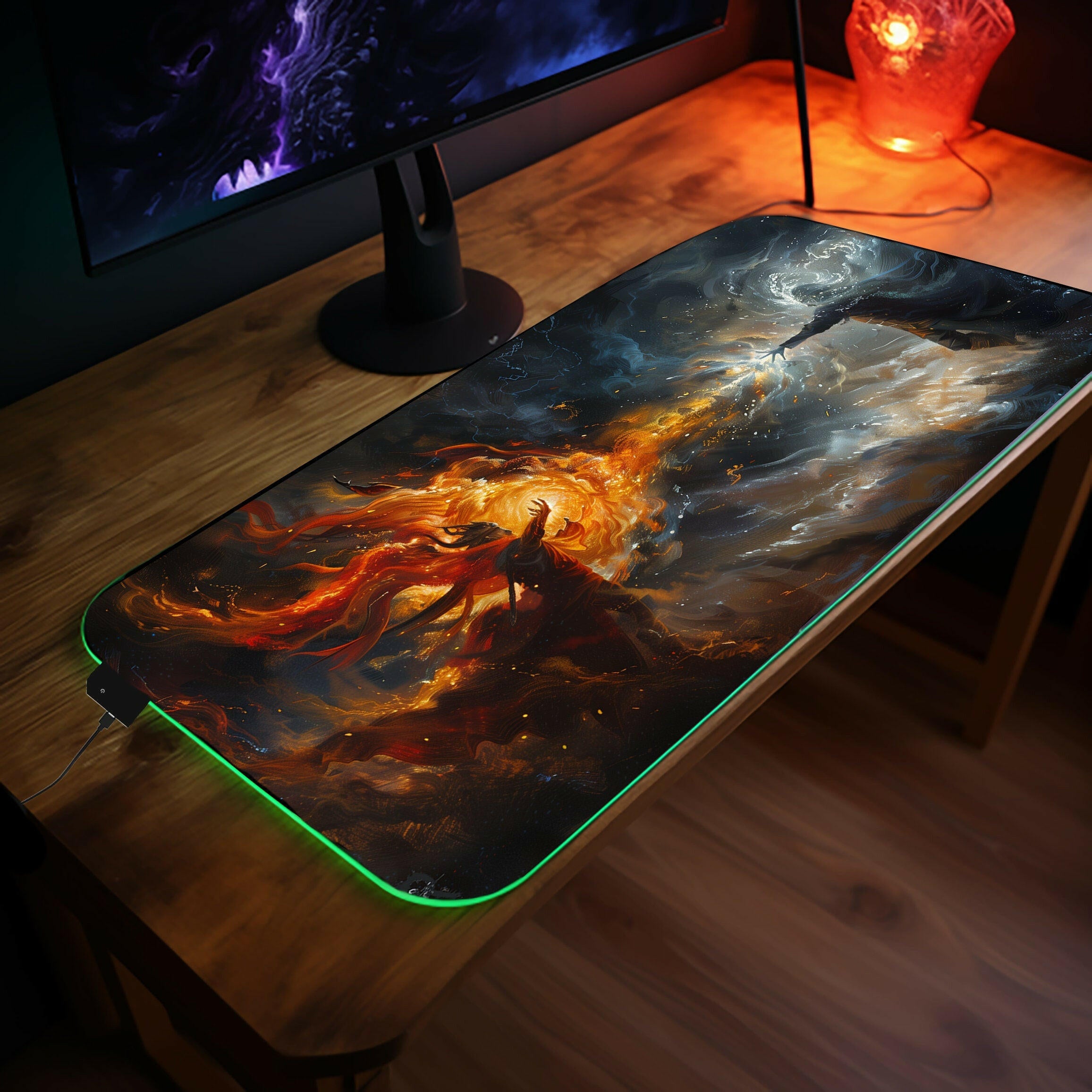 Fire And Ice Gaming Desk Mat